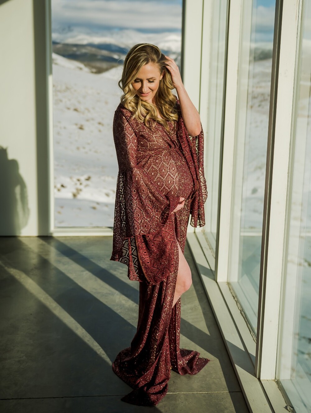 Glittering Burgundy Maternity Gown